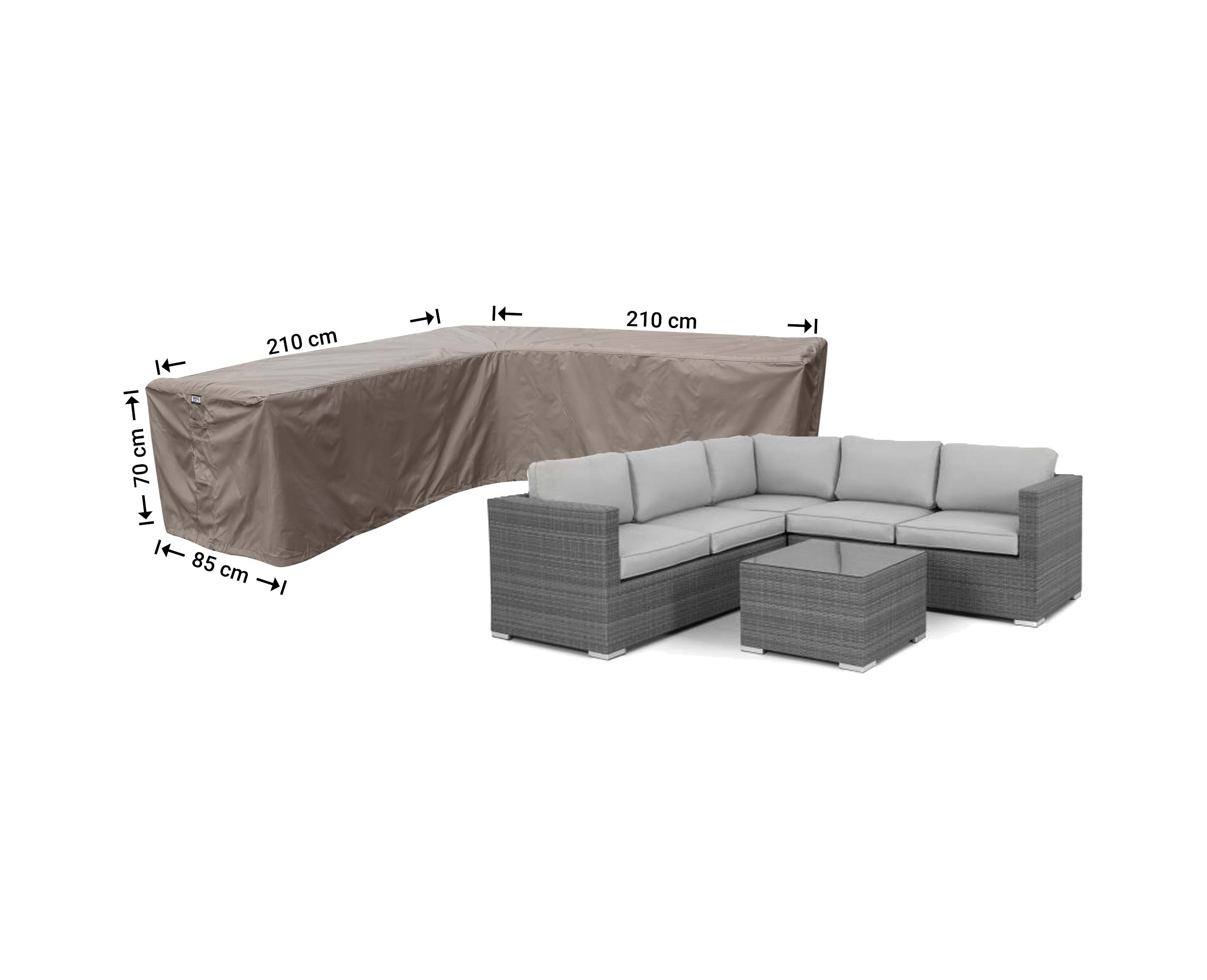 Schutzhülle Ecksofa 210 x 210 x 85 H: 70 cm